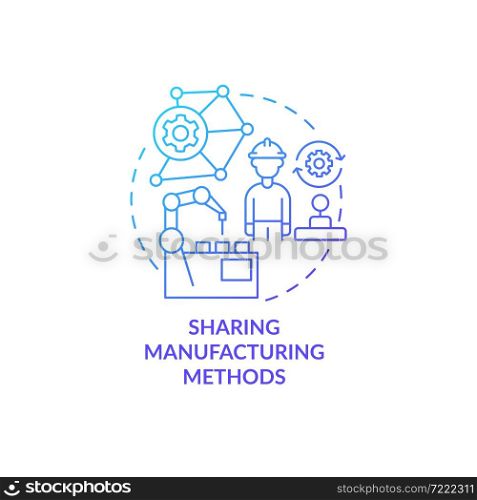 Disseminating manufacturing methods concept icon. Production efficiency growth. Tranfer product development information abstract idea thin line illustration. Vector isolated outline color drawing. Disseminating manufacturing methods concept icon