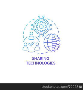 Disseminating technologies concept icon. Innovation and information spread. Company data exchange. Share knowledge abstract idea thin line illustration. Vector isolated outline color drawing. Disseminating technologies concept icon