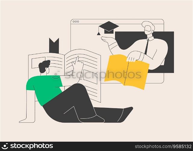 Distance learning abstract concept vector illustration. Distance education, off c&us learning, online degree, video conferencing, distancing, smart classroom, watching webinar abstract metaphor.. Distance learning abstract concept vector illustration.