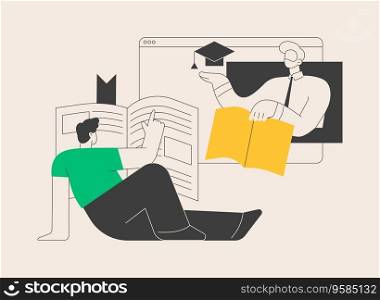 Distance learning abstract concept vector illustration. Distance education, off c&us learning, online degree, video conferencing, distancing, smart classroom, watching webinar abstract metaphor.. Distance learning abstract concept vector illustration.