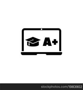 Distance Online Learning, Internet School. Flat Vector Icon illustration. Simple black symbol on white background Distance Online Learning University sign design template for web and mobile UI element. Distance Online Learning Flat Vector Icon