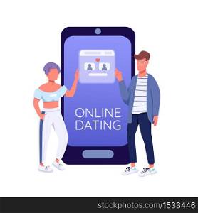Distance relationship social media post mockup. Online dating phrase. Web banner design template. Match finding app booster, content layout with inscription. Poster, print ads and flat illustration. Distance relationship social media post mockup