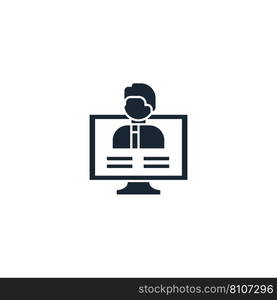 Distance teacher creative icon from e-learning Vector Image