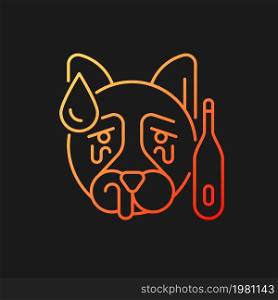 Distemper gradient vector icon for dark theme. Contagious viral pet disease. Respiratory and nervous system illness. Thin line color symbol. Modern style pictogram. Vector isolated outline drawing. Distemper gradient vector icon for dark theme