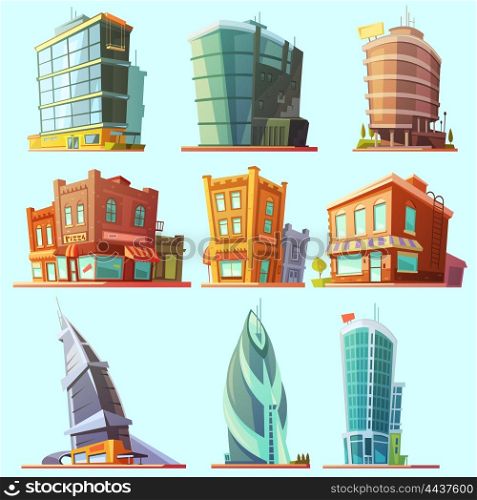 Distinctive modern and old buildings icons set . Historical and modern world most visited famous distinctive buildings icons set for tourists cartoon isolated vector illustration