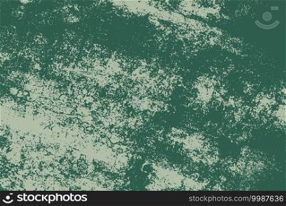 Distress urban used texture. Grunge rough dirty background. Brushed green paint cover. Overlay aged grainy messy template. Renovate wall scratched backdrop. Empty aging design element. EPS10 vector.