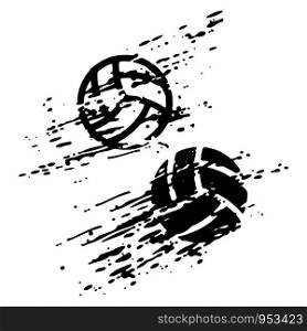Distressed volleyball on white background