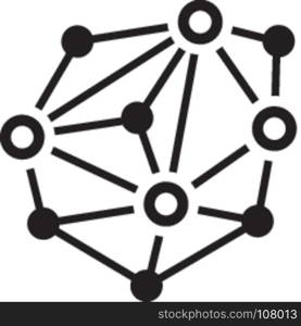 Distributed Network Icon.. Distributed Network Icon. Modern computer network technology sign. Digital graphic symbol. Bitcoin mining. Concept design elements.