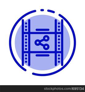 Distribution, Film, Movie, P2p, Share Blue Dotted Line Line Icon