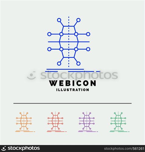 Distribution, grid, infrastructure, network, smart 5 Color Line Web Icon Template isolated on white. Vector illustration. Vector EPS10 Abstract Template background