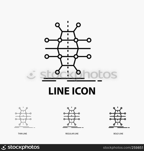 Distribution, grid, infrastructure, network, smart Icon in Thin, Regular and Bold Line Style. Vector illustration