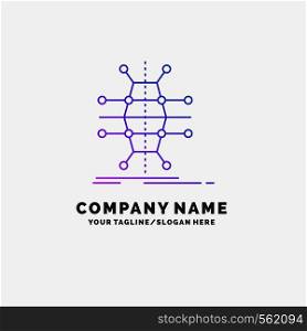 Distribution, grid, infrastructure, network, smart Purple Business Logo Template. Place for Tagline. Vector EPS10 Abstract Template background