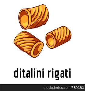 Ditalini rigati icon. Cartoon of ditalini rigati vector icon for web design isolated on white background. Ditalini rigati icon, cartoon style