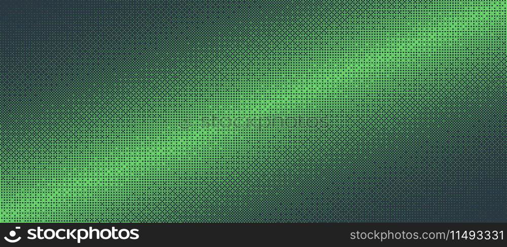 Dither Pattern Bitmap Texture Halftone Gradient Vector Tilted Border Panoramic Abstract Background. Glitch Screen With Flicker Pixels Effect Wide Backdrop. 8 Bit Pixel Art Retro Video Game Abstraction. Dither Pattern Bitmap Texture Halftone Gradient Vector Wide Abstract Background