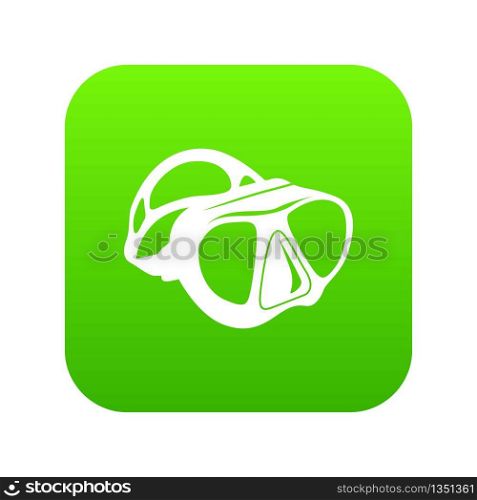 Dive mask icon green vector isolated on white background. Dive mask icon green vector
