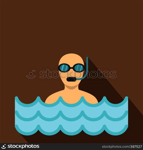Diver with scuba icon. Flat illustration of diver with scuba vector icon for web. Diver with scuba icon, flat style
