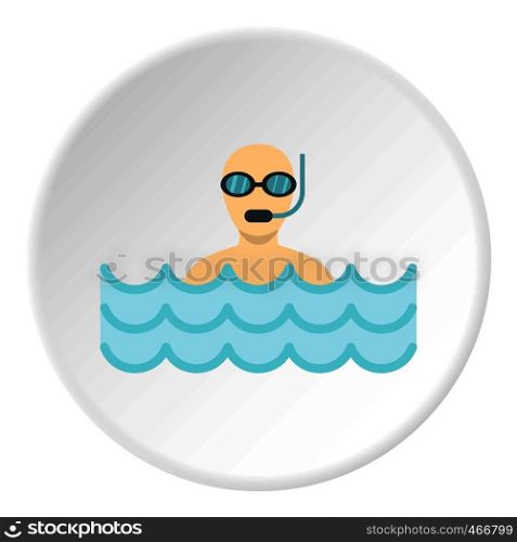 Diver with scuba icon in flat circle isolated vector illustration for web. Diver with scuba icon circle