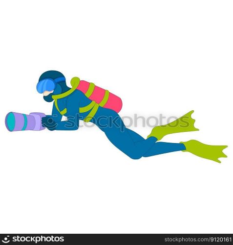 divers are diving at the bottom of the sea water to research rare fish. vector design illustration art