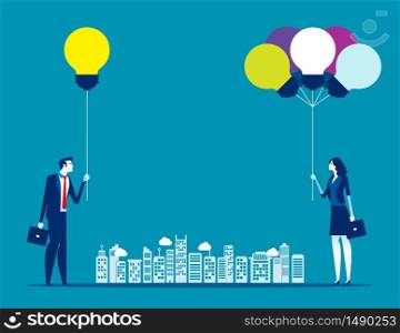 Diverse ideas with single ideas. Concept business vector illustration, Bulb light, Planning.