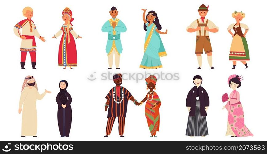 Diverse nationality people. Group together, multiethnic young cartoon characters. Interracial couple, international demographic decent vector set. People young woman and man illustration. Diverse nationality people. Group together, multiethnic young cartoon characters. Interracial couple, international demographic decent vector set