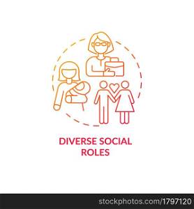Diverse social roles concept icon. Adulthood development. Life choice problem. Parenting and careering. Self-determination abstract idea thin line illustration. Vector isolated outline color drawing.. Diverse social roles concept icon