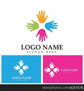 diversity hand team work help logo vector icon illustration