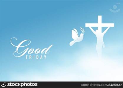 divine good friday background with cross and peace dove bird