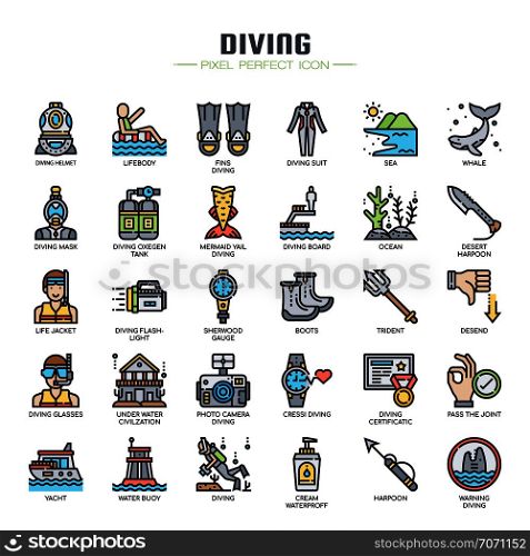 Diving Elements , Thin Line and Pixel Perfect Icons