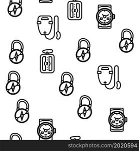Diving Equipment And Accessories Vector Seamless Pattern Thin Line Illustration. Diving Equipment And Accessories Vector Seamless Pattern