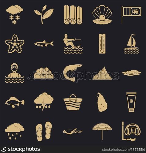 Diving icons set. Simple set of 25 diving vector icons for web for any design. Diving icons set, simple style
