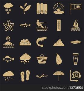Diving icons set. Simple set of 25 diving vector icons for web for any design. Diving icons set, simple style
