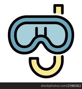 Diving mask icon. Outline diving mask vector icon color flat isolated. Diving mask icon color outline vector