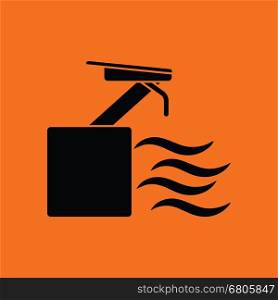 Diving stand icon. Orange background with black. Vector illustration.
