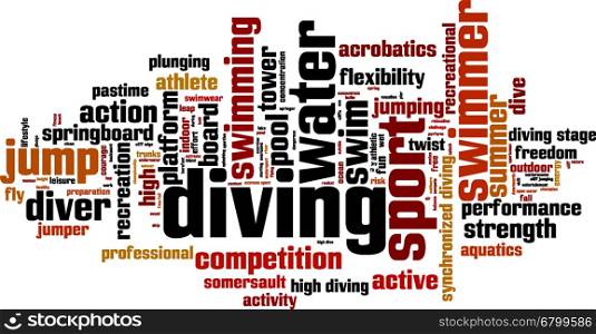 Diving word cloud concept. Vector illustration