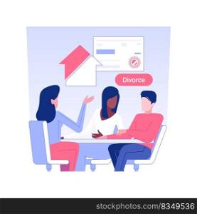 Division of assets isolated concept vector illustration. Couple argues about division of property, professional divorce lawyer services, business people, family law vector concept.. Division of assets isolated concept vector illustration.