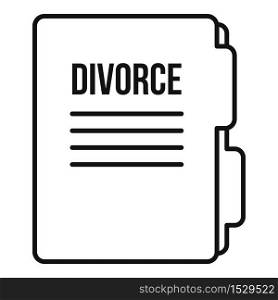 Divorce folder icon. Outline divorce folder vector icon for web design isolated on white background. Divorce folder icon, outline style