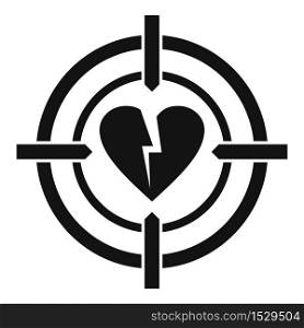 Divorce heart target icon. Simple illustration of divorce heart target vector icon for web design isolated on white background. Divorce heart target icon, simple style