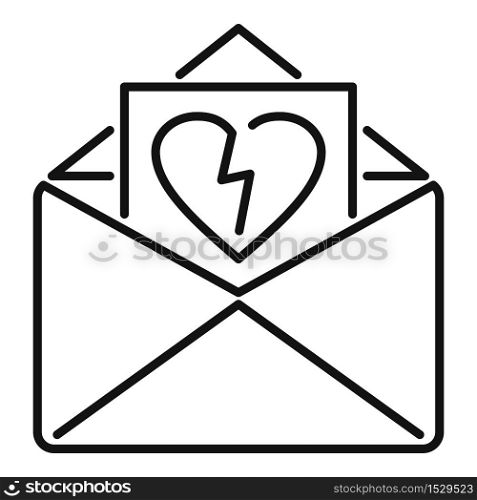 Divorce mail letter icon. Outline divorce mail letter vector icon for web design isolated on white background. Divorce mail letter icon, outline style