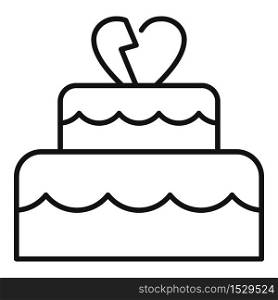 Divorce wedding cake icon. Outline divorce wedding cake vector icon for web design isolated on white background. Divorce wedding cake icon, outline style