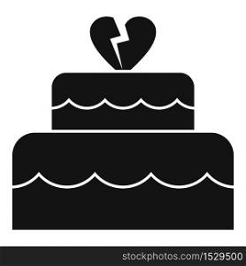 Divorce wedding cake icon. Simple illustration of divorce wedding cake vector icon for web design isolated on white background. Divorce wedding cake icon, simple style