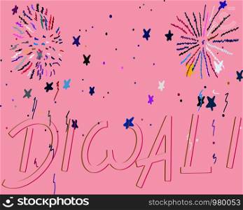 Diwali celebration on pink background. Festival holiday design with bright colors fireworks. Vector illustration.. Diwali celebration on pink background.