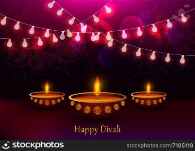Diwali concept background. Realistic illustration of diwali vector concept background for web design. Diwali concept background, realistic style