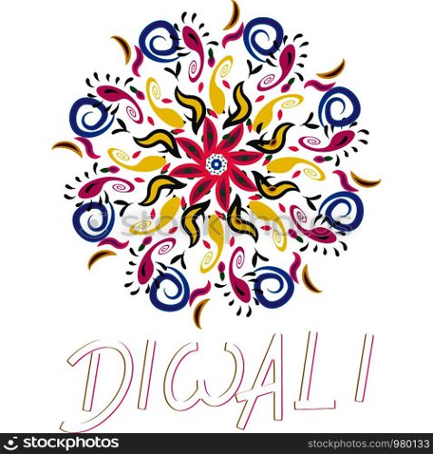 Diwali rangoli beautifull illustration on white background. Flat cartoon style. Vector illustration.. Diwali rangoli beautifull illustration on white