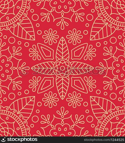 Diwali seamless pattern with indian ornament, flower and leaf