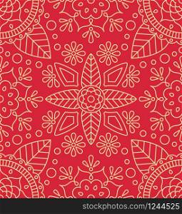 Diwali seamless pattern with indian ornament, flower and leaf