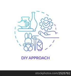 DIY approach blue gradient concept icon. Do it yourself hobby. Marketing strategy. Customer behavior trend abstract idea thin line illustration. Isolated outline drawing. Myriad Pro-Bold font used. DIY approach blue gradient concept icon