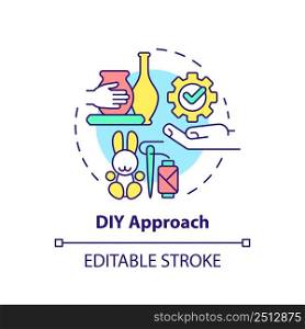 DIY approach concept icon. Do it yourself hobby. Customer behavior trend abstract idea thin line illustration. Isolated outline drawing. Editable stroke. Arial, Myriad Pro-Bold fonts used. DIY approach concept icon