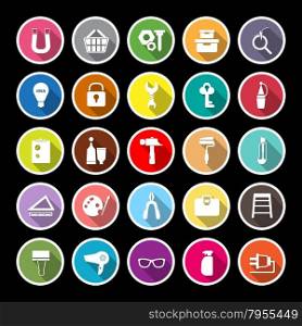 DIY flat icons with long shadow, stock vector