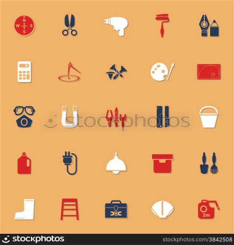DIY tool classic color icons with shadow, stock vector