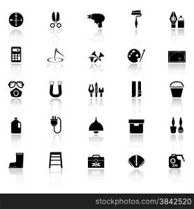 DIY tool icons with reflect on white background, stock vector